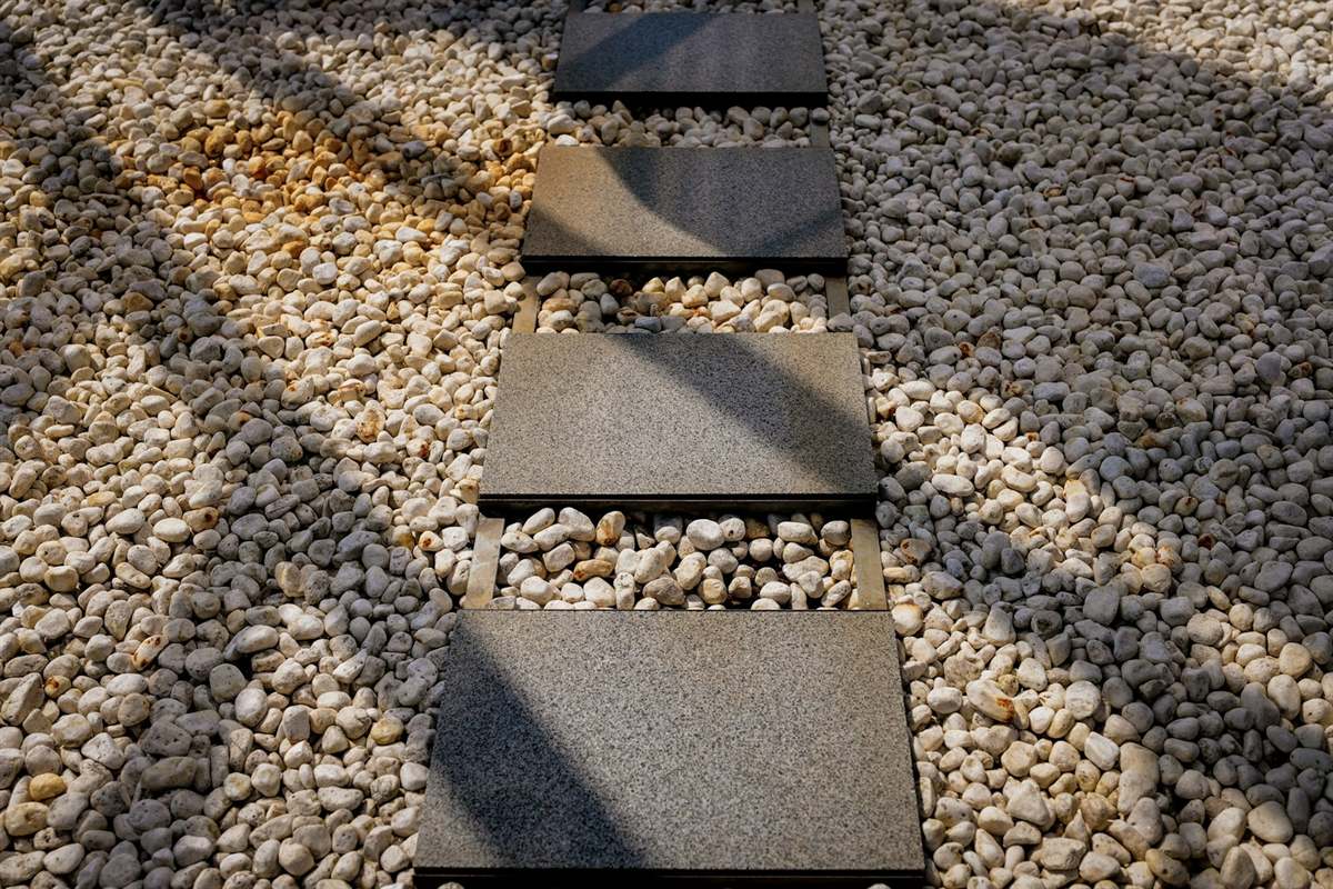 Allée pavée en pierre naturelle finie à Joué-sur-Erdre