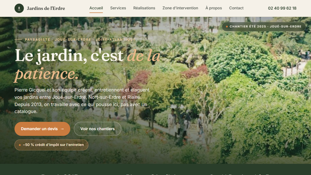 Hero du site Jardins de l'Erdre, paysagiste à Joué-sur-Erdre